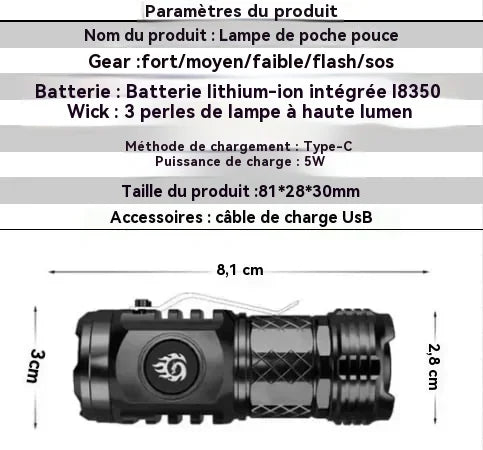 🔥Lampe torche miniature super puissante Monstre à trois yeux