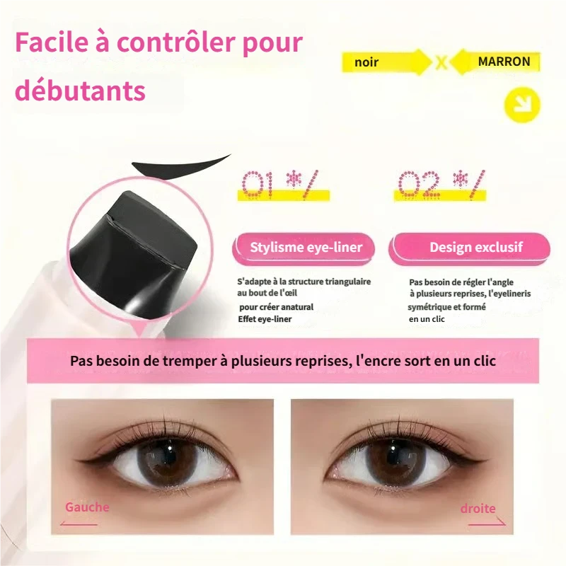 Stylo eyeliner rotatif à double embout avec tampon en forme d'aile