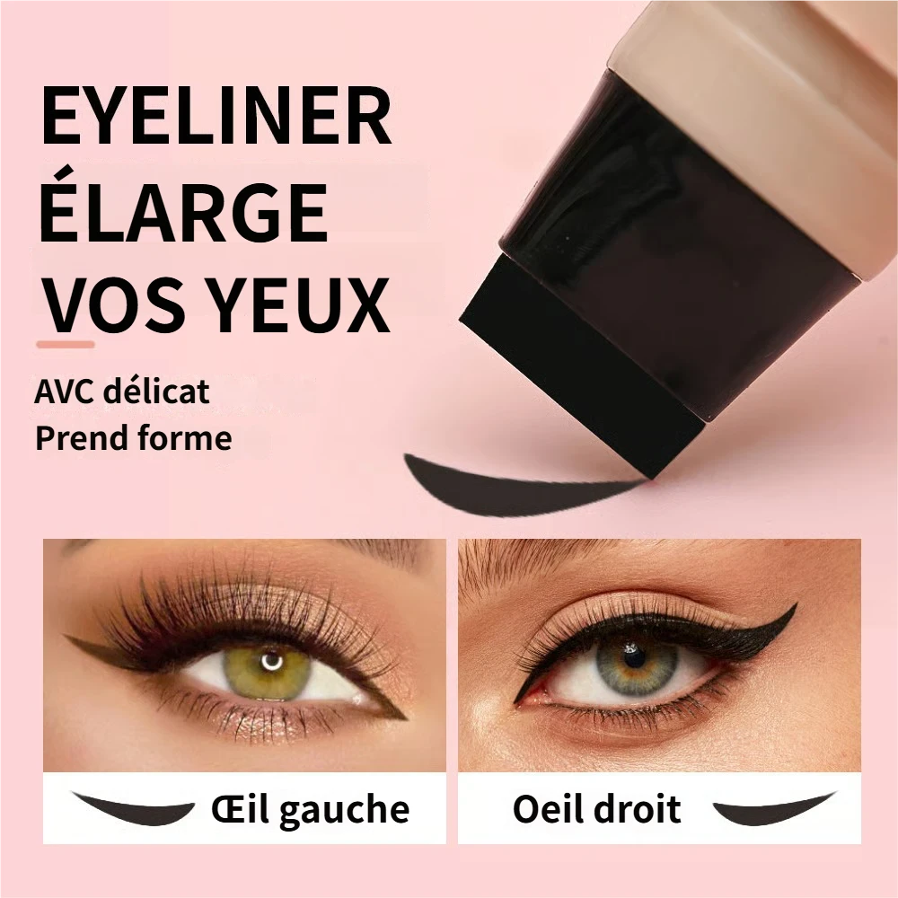 Stylo eyeliner rotatif à double embout avec tampon en forme d'aile