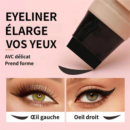 Stylo eyeliner rotatif à double embout avec tampon en forme d'aile