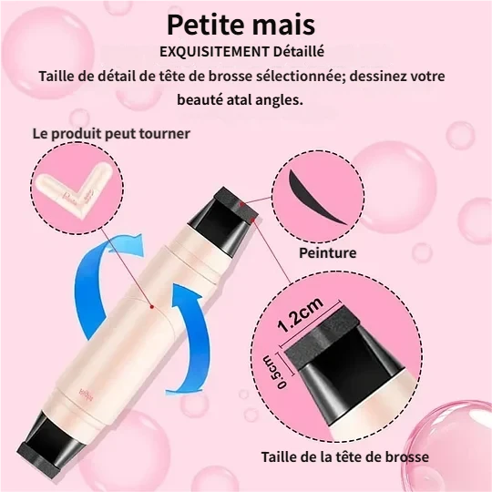Stylo eyeliner rotatif à double embout avec tampon en forme d'aile
