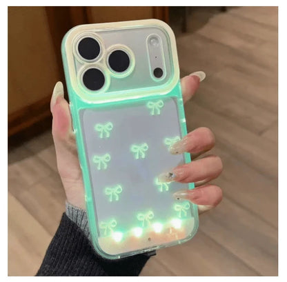 Coque de téléphone à nœud papillon LED vibrant, compatible avec iPhone 11/12/13/14/15/16/17 Pro/Pro Max