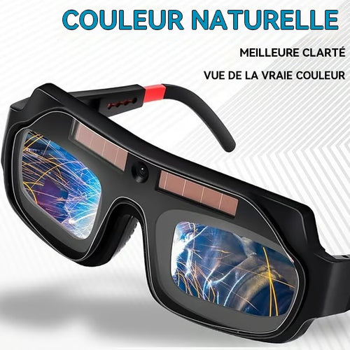 Lunettes de soudage à assombrissement automatique alimentées par énergie solaire – Protection oculaire avec contrôle intelligent de la lumière.