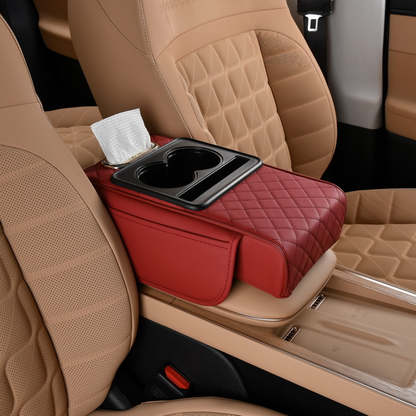 Tapis de rangement d'accoudoir de voiture multifonctionnel en cuir PU