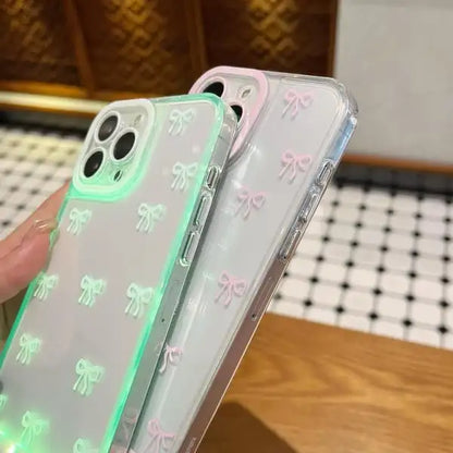 Coque de téléphone à nœud papillon LED vibrant, compatible avec iPhone 11/12/13/14/15/16/17 Pro/Pro Max
