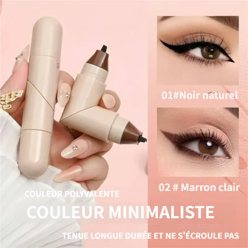 Stylo eyeliner rotatif à double embout avec tampon en forme d'aile